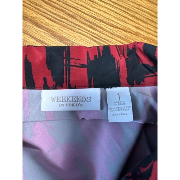 Chicos Weekends Womens Abstract Print Sleeveless Zip-Up Vest Size 1 US M - Picture 5 of 8